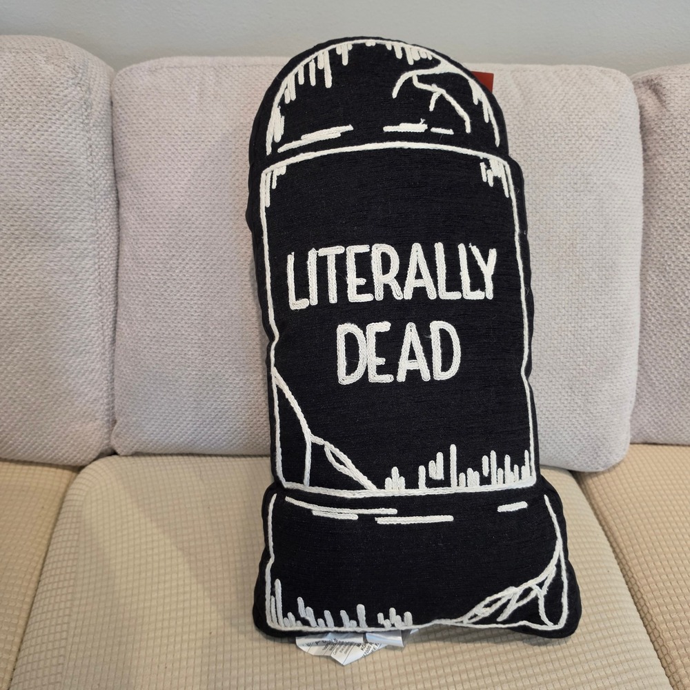 Kohls Celebrate Together Literally Dead Grave Pillow Embroidered Halloween 12x24